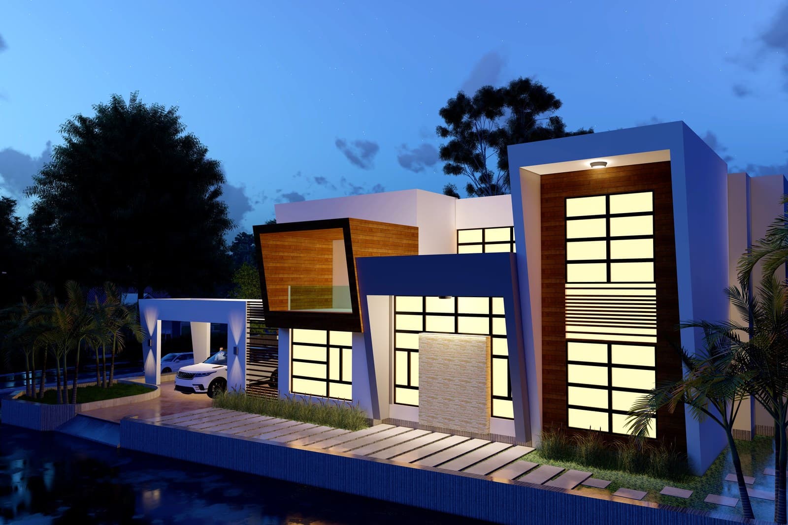 Architectural render of a private bungalow by Karyae